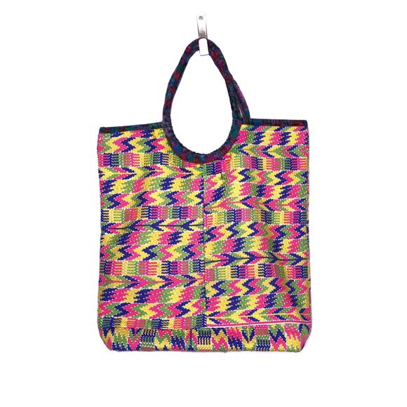 Woven Tote Handbag Multicolor Eco Lightweight Summer Beach Shopper Bag - Picture 1 of 9